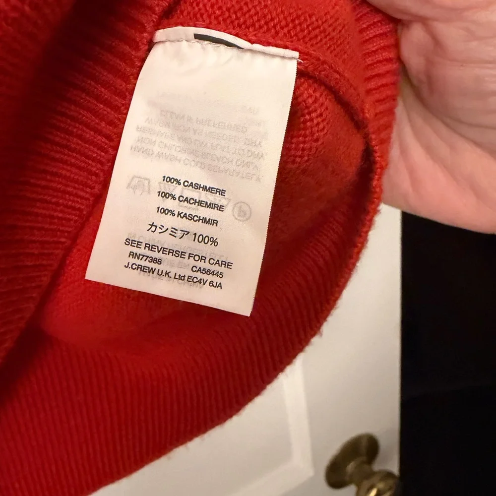 J. Crew 100% Cashmere Vibrant Red Crewneck Sweater Size MT